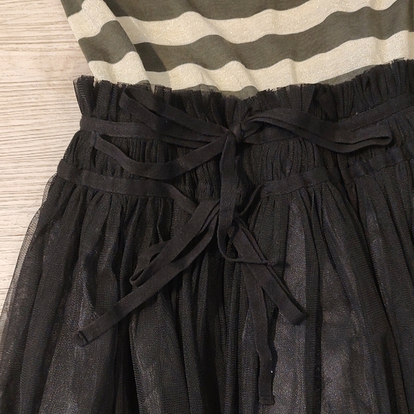 Whimsigoth Striped Dress With Black Tulle Skirt Medium EUC - Picture 4 of 10